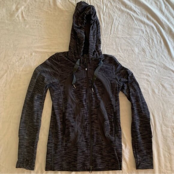 Lululemon Black & Grey Workout Zip Up Hoodie Light Jacket - Picture 1 of 4